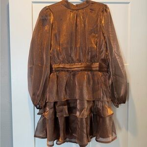 NWT Lulu’s Bronze Metallic Backless Mini Dress